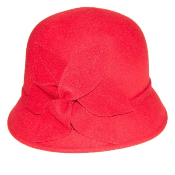 🆕 Nine West Felt Red Cloche with Flower - Picture 1 of 6